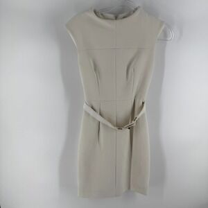 Milly Cream Midi Sheath Dress with Belt